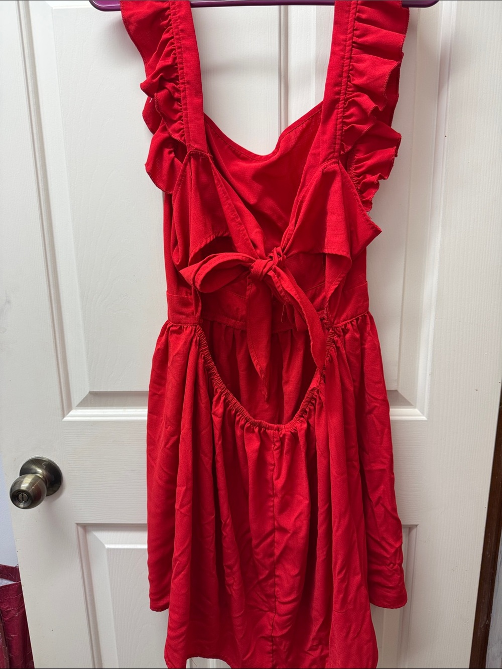 Girls Red Ruffle Strap Dress - Picture 5 of 5